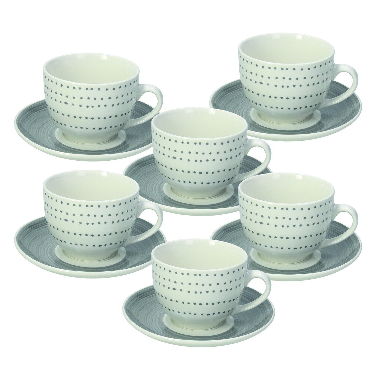 Set 6 cesti de ceai cu farfurie Madison Koonan, Tognana, 260 ml, portelan, multicolor - imagine 3